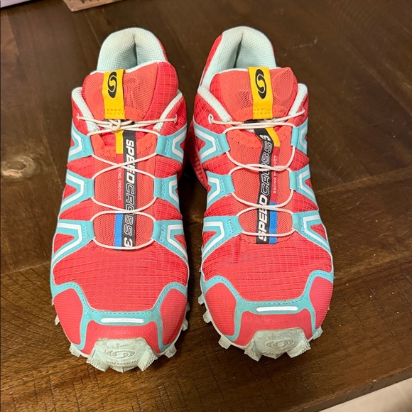 SALOMON Women's Athletic Shoes - Coral and Aqua speed cross 3 size 8 euro 40 - Picture 2 of 8